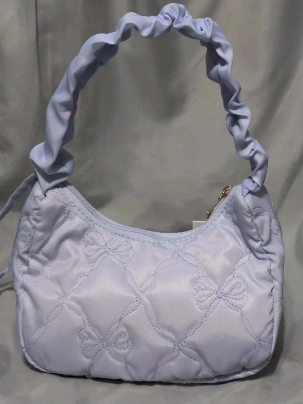LoveShackFancy x Yoobi Lavender Quilted Shoulder Bag with Scrunch Handle NWT